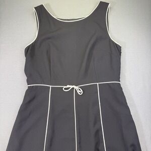Giorgio Fiorlini Vtg Black Sleeveless Scoop Neck Pullover Dress Piping Size 10